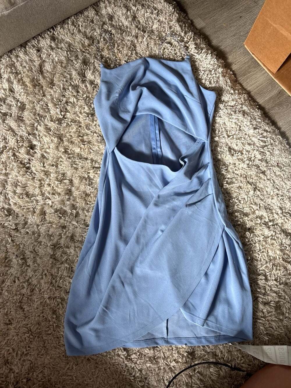 Almost Famous Light Blue Chain Strap Cutout Wrap Mini Dress Size 1X(0015)